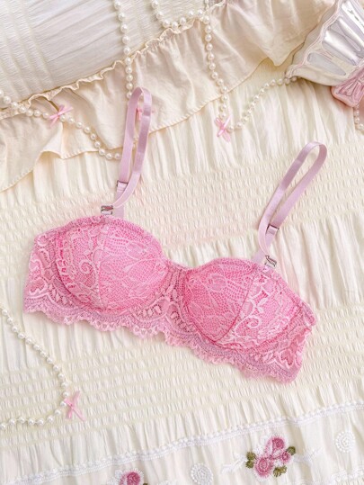 PetitDoll Sujetador bandeau sin tirantes de encaje, sin costuras y antideslizante