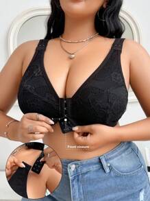 SHEIN Abnehmbare & bequeme Spitzen Große Größen BH & Drahtloser BH - Schwarz - Übersicht 5