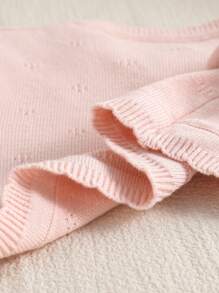 Souflis Souflis Baby Girls Knitted Cardigans, Long Sleeve, Comfy, Elegant Plain Color Bow Design Short Shawl Outerwear, Fashionable, Cute, Chic, Versatile, Suitable For Spring/Autumn, Indoor, Outdoor, Vacation - Pink - View 8