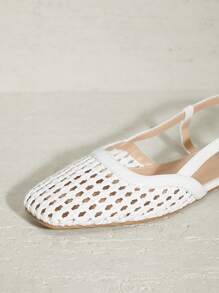 Solezae 女士尖头舒适柔软 PU 一脚蹬平底鞋 - 白色 - 查看 6