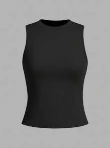 SHEIN LUNE 3件装休闲纯色百搭女式圆领修身背心，黑白配色，适合夏季返校季，休闲百搭 - 彩色 - 查看 9