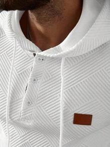 Manfinity Homme Men's Casual Graphic Print Drawstring Hooded Short Sleeve T-Shirt - White - View 3