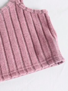 3pcs/Set Girls Casual Minimal Daily Open Front Round Neck Long Sleeve Short Jacket, Sleeveless Top And Straight Leg Rib Knit Pants, Autumn/Spring