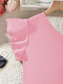 1pc Teen GirlOblique Shoulder Romper Playsuit, Casual Jumpsuit For Summer