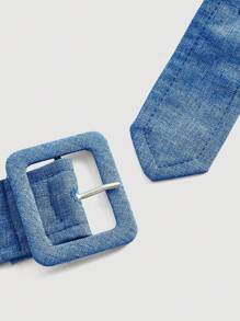 SHEIN MOD Mittellanges blaues Kleid mit Kragen und Gürtel, Kurzarm