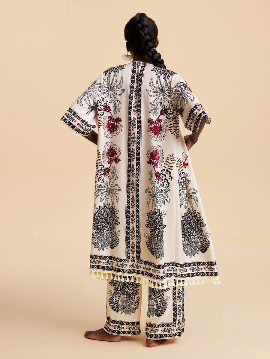 Travachic 女士热带印花罩衫两件套家居服套装 - 彩色 - 查看 1