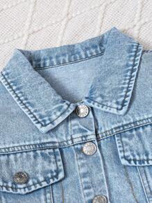 Mädchen Lässig Jeans Jacke mit Beschädigung und asymmetrischem TaillenDenim-Rock Set, weich Washed, geeignet für Alltag, Strand, Urlaub, Sommer - Mittele Waschung - Übersicht 5