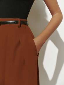 Lumivelle Colorblock Knitted Plaid Pleated Dress Summer Dress Maillard Style Summer Brown Clothes For University - Brown - View 4