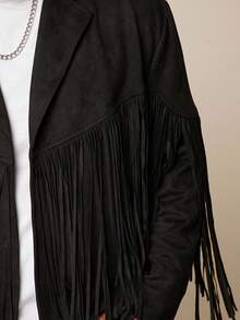 EASEVO 大码男士休闲仿麂皮绒长袖夹克，秋冬，垃圾摇滚 - 黑色 - 查看 5