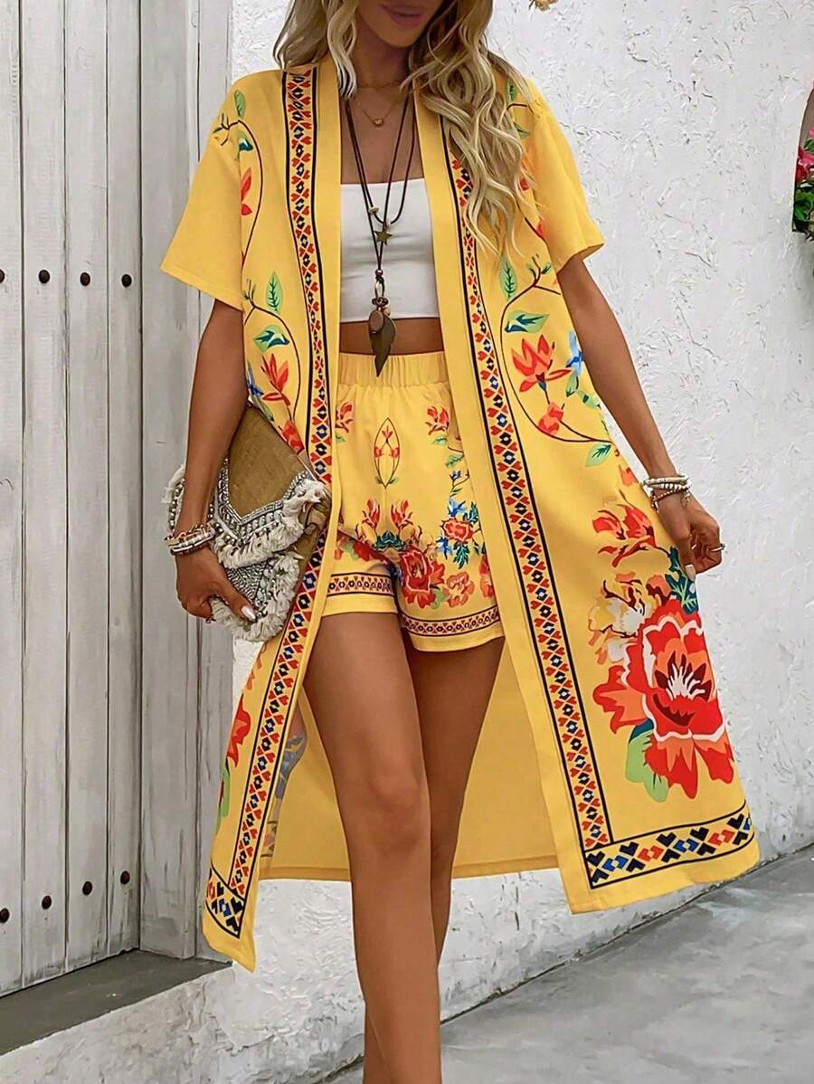 Breezaya 女士日常两件套服装 - 黃色 - 查看 1