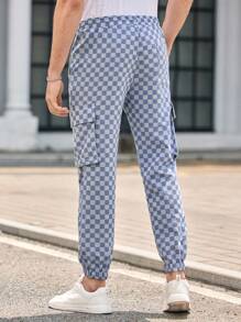 Manfinity VCAY 男士休闲梭织格子多口袋抽绳工装裤 男士格纹裤 男士慢跑裤 男士休闲裤 男士运动裤 男士格子裤 男士格子裤 男士运动裤 - 彩色 - 查看 2