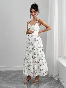 Momance Pregnant Women's Elegant Floral Print Sleeveless Dress, Summer - Multicolor - View 5