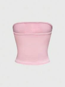 ROMWE Kawaii 女式可爱图案印花棉质背心，粉色和灰色 - 粉色 - 查看 2