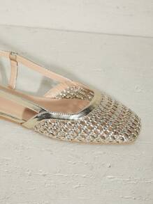 SHUZIA Women's Pointed Toe Comfort Brained Soft PU Slip On Flats - Gold - View 6