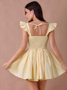 Enchnt Summer Romantic Women's Butter Yellow Little Rose Embroidered Sweetheart Neck Sleeveless Princess Cute Mini Dress,Sweet&Elegant For Vacation&Date&Holiday&Birthday&Party&Graduation&Wedding Guest&Beach,Prom Dress,Summer Dresses For Women,Sun Dresses For Women,Summer Clothes,Summer Outfits For Women,Vestidos Elegantes Para Fiesta,Vestidos Elegantes De Mujer