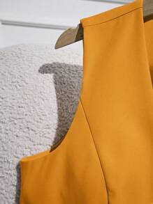 Franclia 2pcs Women's Solid Color Front Tie Vest Shirt And Shorts Set Yellow Two Piece Set Tie Front Two Piece Set - Yellow - View 6