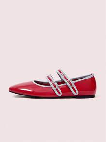 CUCCOO DOLLMOD Women's New Style Red With Blue Trim Sweet And Mary Jane Flats - Red - View 6