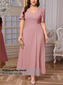 Firerie Plus Size Women's Comfortable Casual Elegant Ruched Loose Stretch Date Party Short Sleeve Dress, Spring/Summer Flowy Dress,Formal Dresses For Women