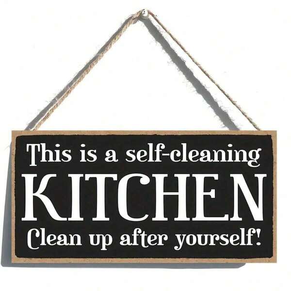 1pc Kitchen Decoration, This Is A Self -Cleaning Kitchen Hanging Wall Art, Decorating Wooden Logo Home Decoration,Home Decor ,Room Decor,Wall Decor Gifts Birthday Graduation