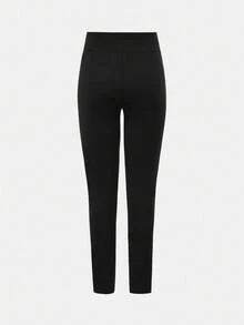 SHEIN Girlism Pacote com 4 leggings pretas para meninas adolescentes, calças de camada de base confortáveis e casuais versáteis, compre 1 e leve 3 - Preto - Ver 10