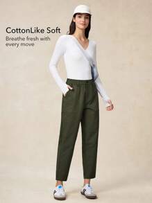 OutZeal 女式弹力速干柔软筒形徒步裤，日常户外徒步裤 - 軍綠色 - 查看 2