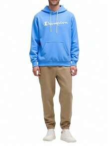 Champion Men's Casual Versatile Simple Pocket Drawstring Hoodie - Blue - View 3