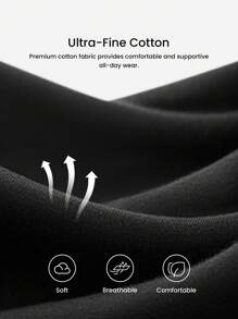 LUVLETTE 加大 2 条装透气棉质高腰平角裤女士收腰收腹基本款内衣内裤套装黑色内裤 - 黑色 - 查看 5
