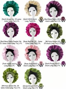 可调节缎面帽 - 轻质护发帽，适合睡觉、淋浴、减少毛躁 - 男女通用 - 彩色 - 查看 9