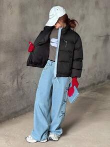 DAZY 青少年（女孩）冬季短款纯色羽绒服