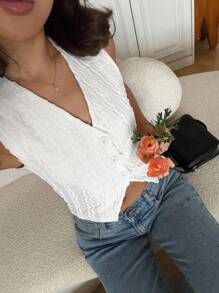 Siren Gaze Women Casual Solid Textured Front Button Cami Top For Summer,Rave Top White - White - View 7