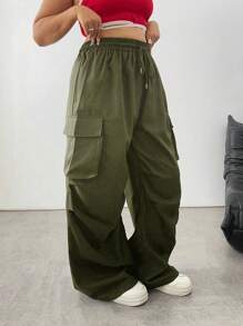 SHEIN Tall 大码纯色休闲工装裤