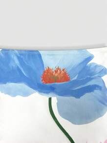 INAWLY 大码女式花卉印花抹胸紧身迷你连衣裙，时尚度假装，适合夏季 - 白色 - 查看 4