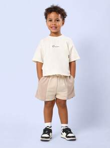 SUMWON Pantaloncini pieghettati per bambini con vita con coulisse, casual estivi per scuola e tempo libero, con fascia elastica, lunghezza ginocchio, comodi, da indossare in primavera, estate e autunno, anche per le vacanze