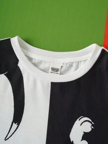 LOONEY TUNES X SHEIN 青少年男孩卡通字母图案短袖T恤和短裤套装 - 彩色 - 查看 3