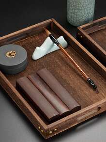 1 件木制托盘，矩形木制嵌套托盘，装饰性托盘拼盘，适合床上早餐、午餐、晚餐、露台、脚凳、咖啡桌、派对、盂兰盆节 - 紫紅色 - 查看 6