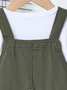 SHEIN Vintaside Kids Young Boy Casual Vacation Style Denim Suspender Shorts