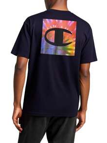 Champion 男士夏季休闲字母印花圆领短袖T恤 - 藏蓝色 - 查看 2