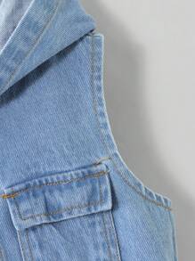 SHEIN Young Boy Blue Denim Sleeveless Hooded Vest