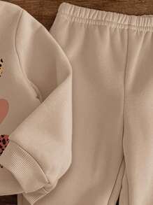 SHEIN Baby Mädchen lässig minimalistischer gestrickter, weicher und locker sitzender Kapuzenpullover-Trainingsanzug, geeignet für Herbst/Winter