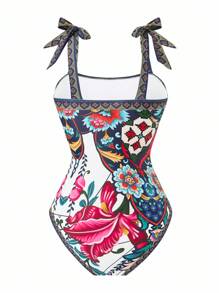 Swim Oasis Women Printed One Piece Swimsuit And Mesh Maxi Skirt, Beach Resort Holiday Style, Summer - Multicolor - View 4