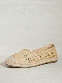 SHUZIA 女士钩编拉菲草草编乐福鞋 - 米色 - 查看 8