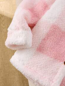 女童休闲蓬松开衫，可爱粉色格子，长袖，秋冬季舒适之选 - 粉色 - 查看 5