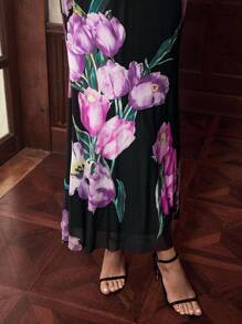 ZEYLAH V-Neck Twist Waist Sleeveless Long Elegant Dress, Suitable For Early Autumn - Multicolor - View 2