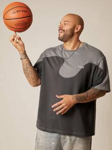 EASEVO Camiseta de punto de manga corta con bloques de color informal para hombre talla grande, adecuada para el verano