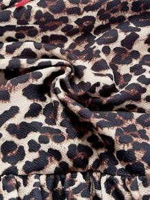 Soleia Women's Vacation Multi-Color Vintage Leopard Print & Red V-Neck Backless Crisscross Strap Leopard Pleat Ruffle Splice Contrast Red Lace Sexy Romper, Suitable For Dating, Afternoon Tea, Vacation, Music Festival, Bohemian Party, Carnival, Can Be Worn As Inner Wear Or Outerwear,Leopard Print,Back To School,Homecoming - Multicolor - View 7