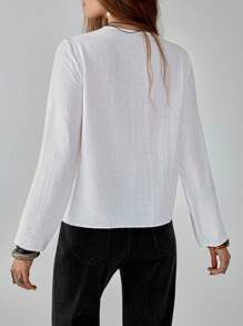 Florisole Women's Boho Embroidered Open Front Solid Color Shirt Western Blouses White Western Top Western Tops Fall Cloth For Women