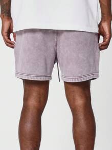 SUMWON Pantalón corto lavado premium con entrepierna caída de ajuste regular esencial - Morado - Ver 4