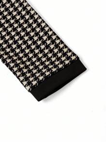 Ellevyn Váy bó sát tay dài họa tiết kẻ caro thanh lịch dành cho nữ vào mùa đông, màu sắc tương phản, chi tiết nút, thích hợp mặc trong ngày lễ - Đen và trắng - Xem 4