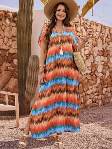 EMERY ROSE 大码V领短袖开叉休闲宽松夏装 - 彩色 - 查看 4