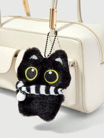 Kawaii Llavero con muñeco creativo de gato negro, accesorio de decoración para bolso